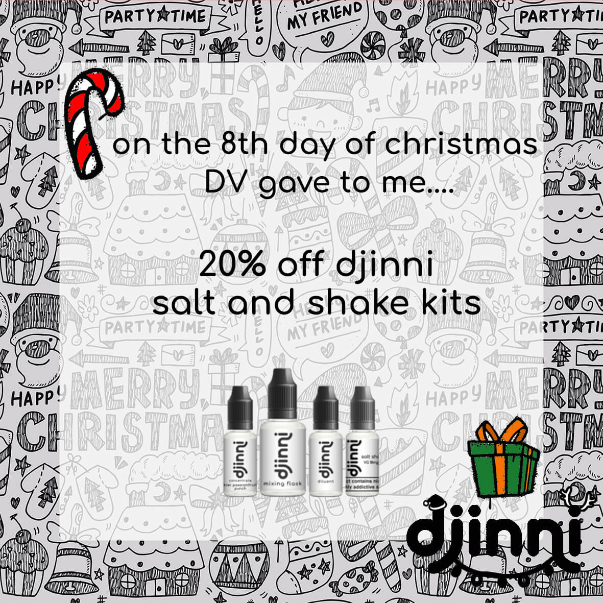 Day 8: 20% off djinni salt and shake kits